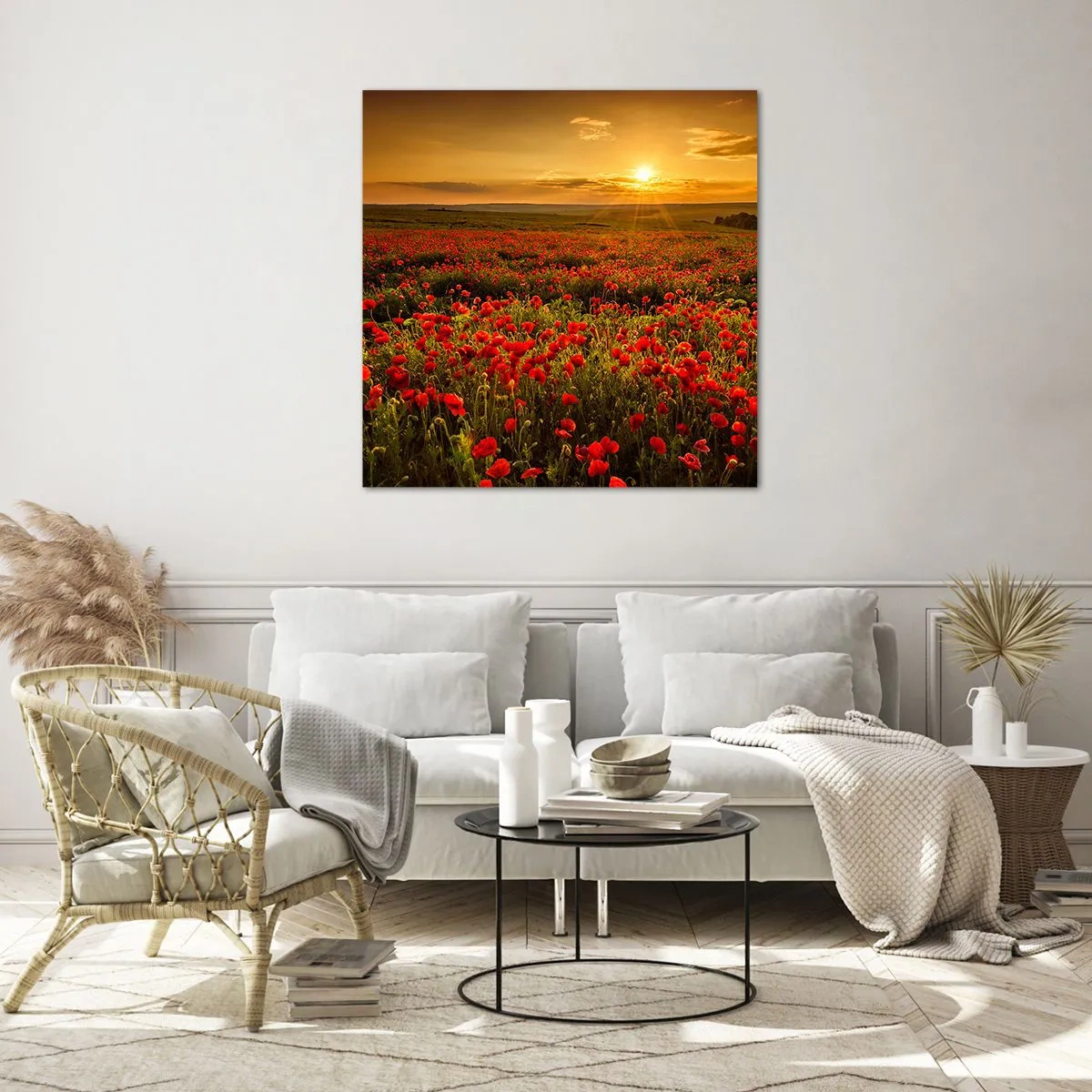 Cuadro sobre vidrio - Impresiones sobre Vidrio - Entre los campos de flores - 30x30 cm