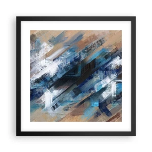 Póster en marco negro - En una inclinación azul - 40x40 cm