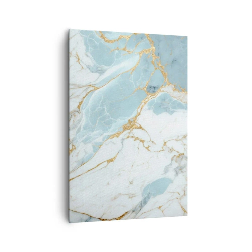 Cuadro sobre lienzo - Impresión de Imagen - Patrones de mármol azul y blanco con vetas doradas añadidas. - 70x100cm - Riqueza en la piedra - Decoración de pared moderna para salón y dormitorio ARTTOR