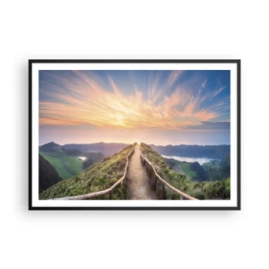 Póster en marco negro - Un pintoresco sendero en una colina con vista al atardecer. - 100x70cm - Cerca del cielo - Decoración de pared moderna para salón y dormitorio ARTTOR