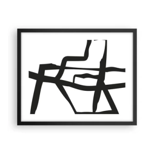 Póster en marco negro - Construcción en blanco y negro - 50x40 cm