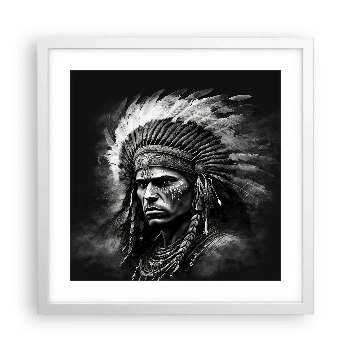 Póster en marco blanco - Líder y guerrero - 40x40 cm