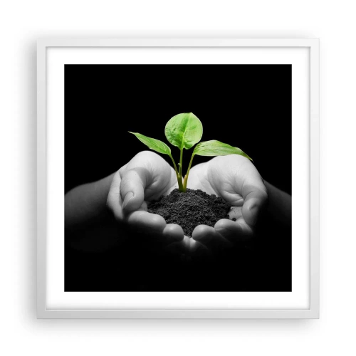 Póster en marco blanco - Amo la naturaleza, la protejo - 50x50 cm