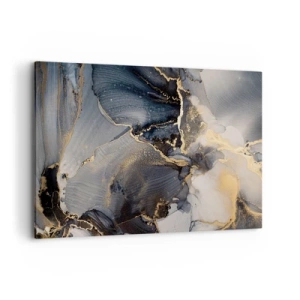 Cuadro sobre lienzo - Impresión de Imagen - Oro abstracto y gris sobre lienzo - 100x70cm - La vida de una piedra - Decoración de pared moderna para salón y dormitorio ARTTOR