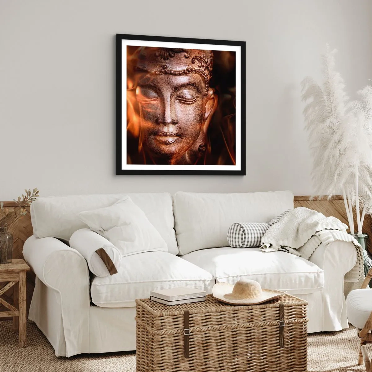 Póster en marco negro - Solo existe el aquí y el ahora - 50x50 cm