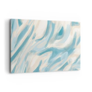 Cuadro sobre lienzo - Impresión de Imagen - Rayas azules abstractas sobre un fondo claro - 100x70cm - Brisas primaverales - Decoración de pared moderna para salón y dormitorio ARTTOR