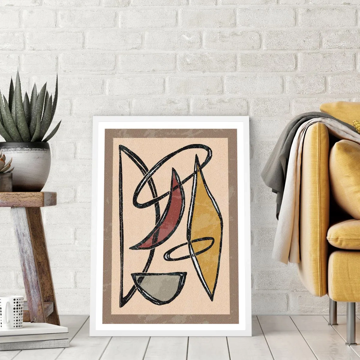 Póster en marco blanco - Composición: arcos y óvalos - 70x100 cm