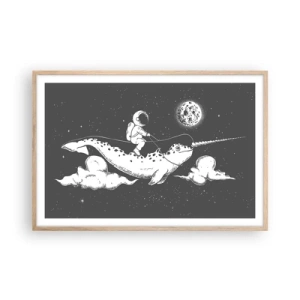 Póster en marco roble claro - Jinete espacial - 91x61 cm