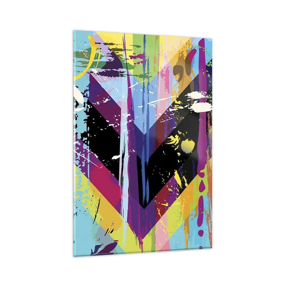 Cuadro sobre vidrio - Impresiones sobre Vidrio - Patrón abstracto con formas geométricas coloridas - 80x120cm - De arriba a abajo - Decoración de pared moderna para salón y dormitorio ARTTOR