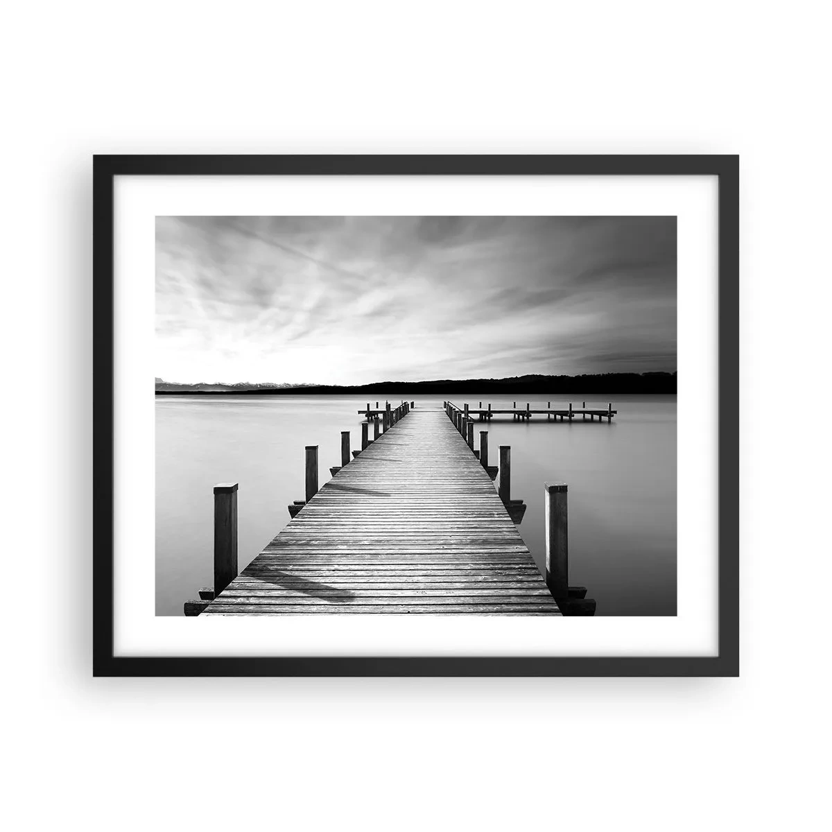 Póster en marco negro - En el lago de la paz - 50x40 cm