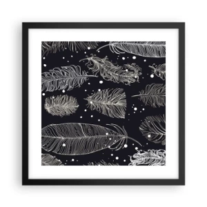 Póster en marco negro - Encaje de plumas - 40x40 cm
