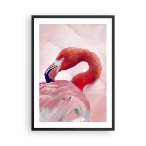 Póster en marco negro - Flamenco rosa sobre un fondo claro - 50x70cm - La belleza de las aves - Decoración de pared moderna para salón y dormitorio ARTTOR