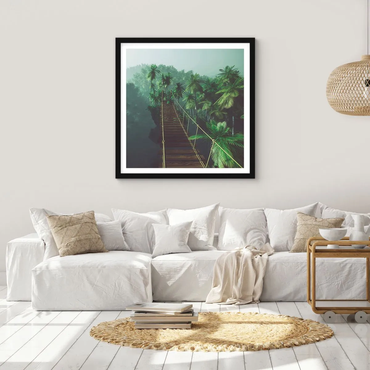 Póster en marco negro - Sobre un mar de verde - 50x50 cm