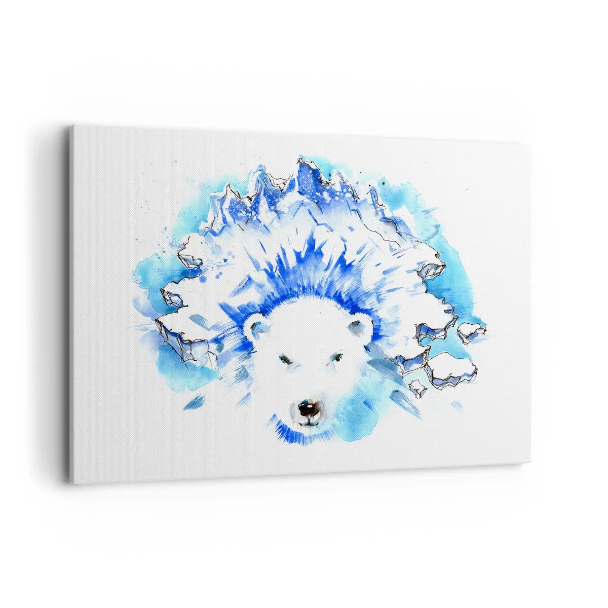 Cuadro sobre lienzo - Impresión de Imagen - Pintura artística de acuarela de un oso polar con un motivo helado. - 120x80cm - El rey del Ártico con una corona de hielo - Decoración de pared moderna para salón y dormitorio ARTTOR