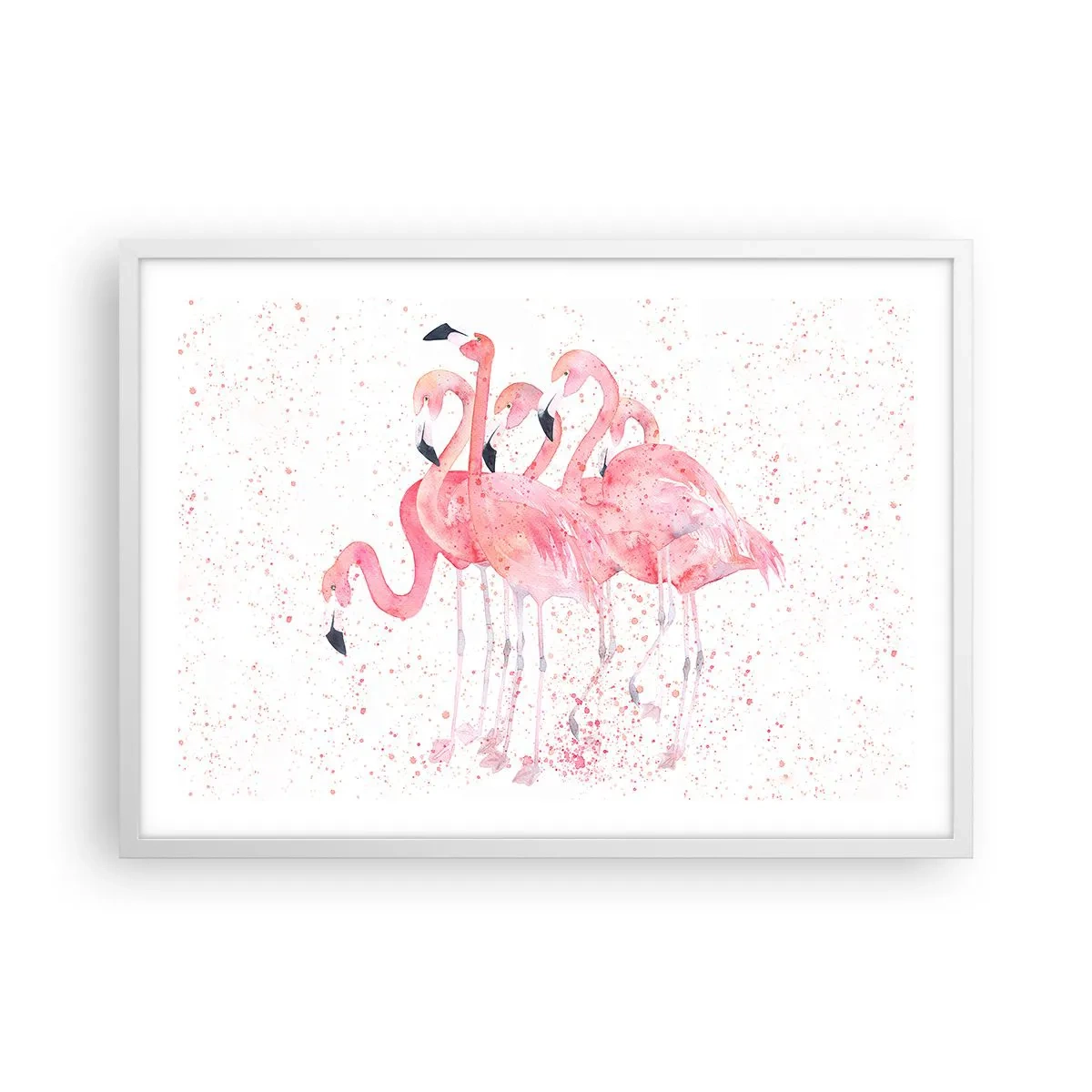 Póster en marco blanco - Asamblea rosa - 70x50 cm