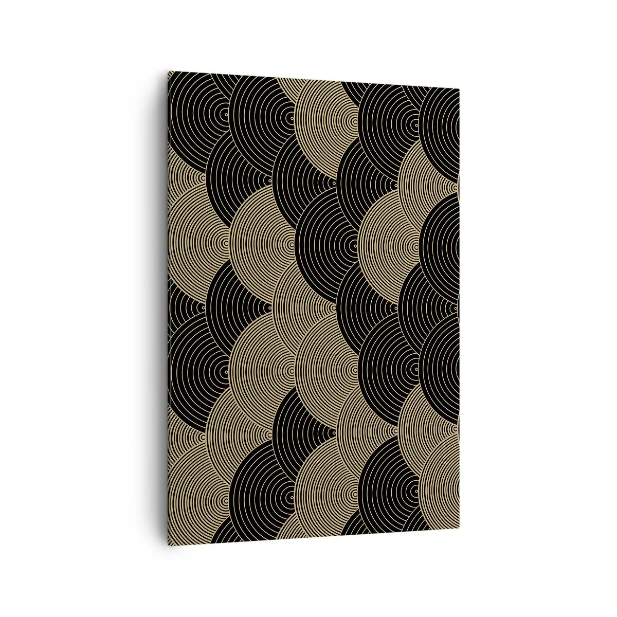 Cuadro sobre lienzo - Impresión de Imagen - Patrón Art Déco con semicírculos y líneas doradas. - 70x100cm - Multiplicación de la unidad - Decoración de pared moderna para salón y dormitorio ARTTOR