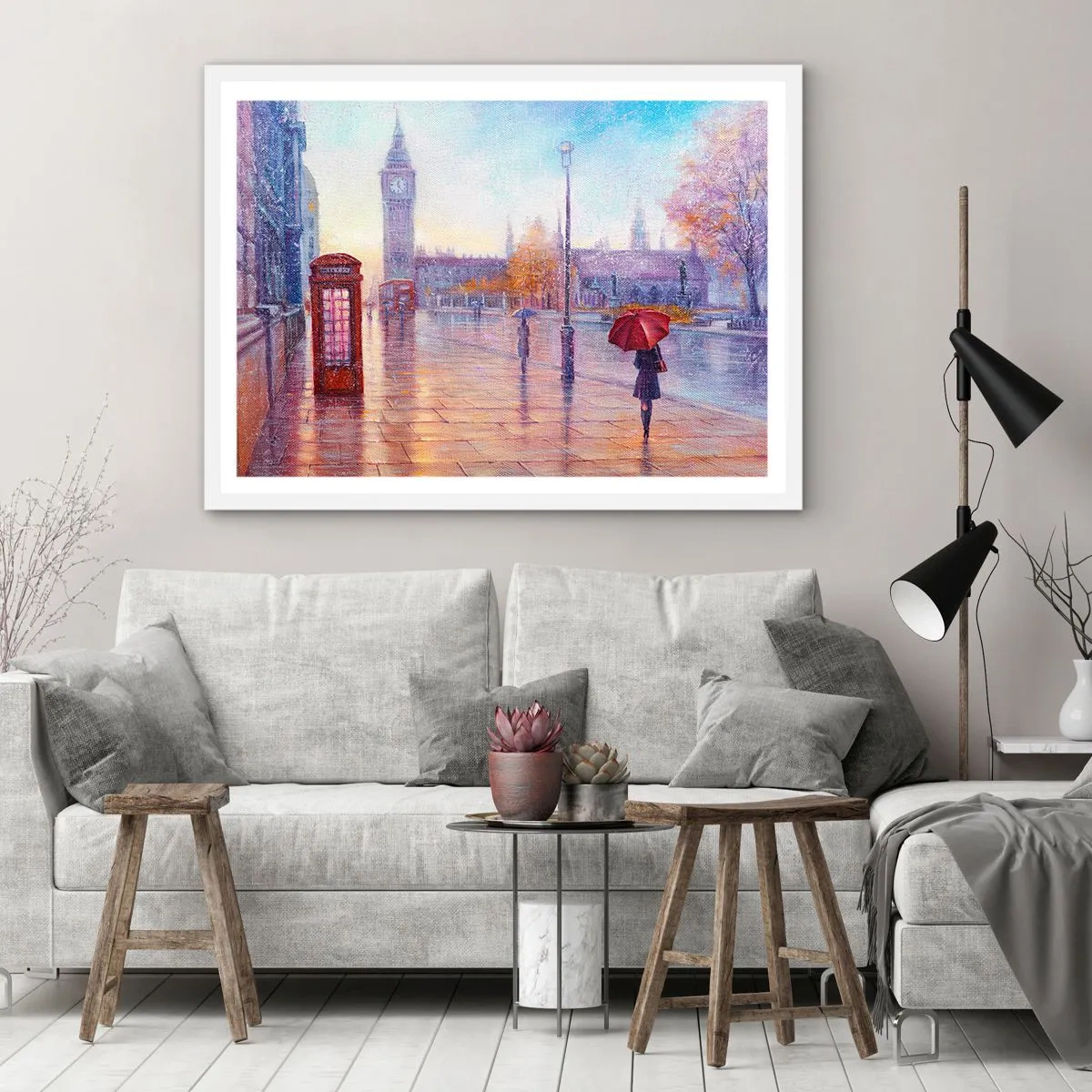 Póster en marco blanco - Un día de otoño en Londres - 40x30 cm