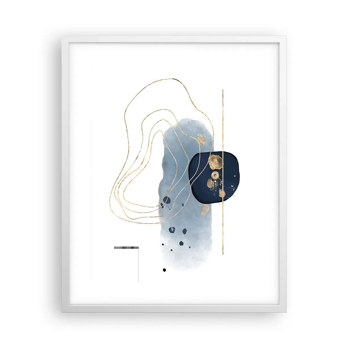 Póster en marco blanco - Fantasía azul y oro - 40x50 cm