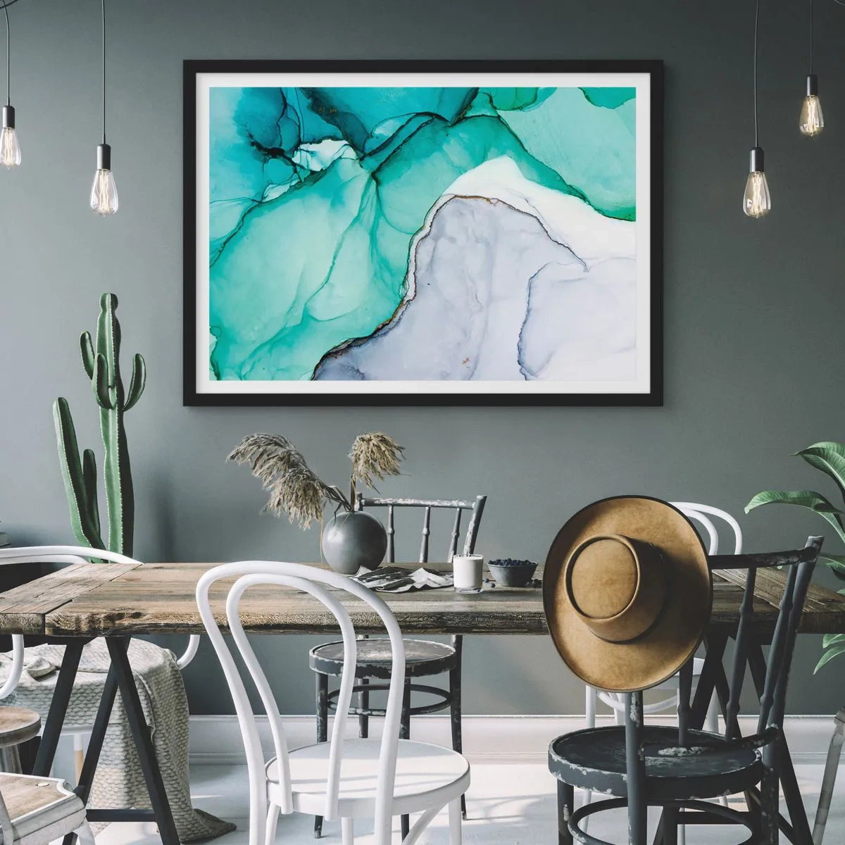 Póster en marco negro - Estudio en turquesa - 91x61 cm