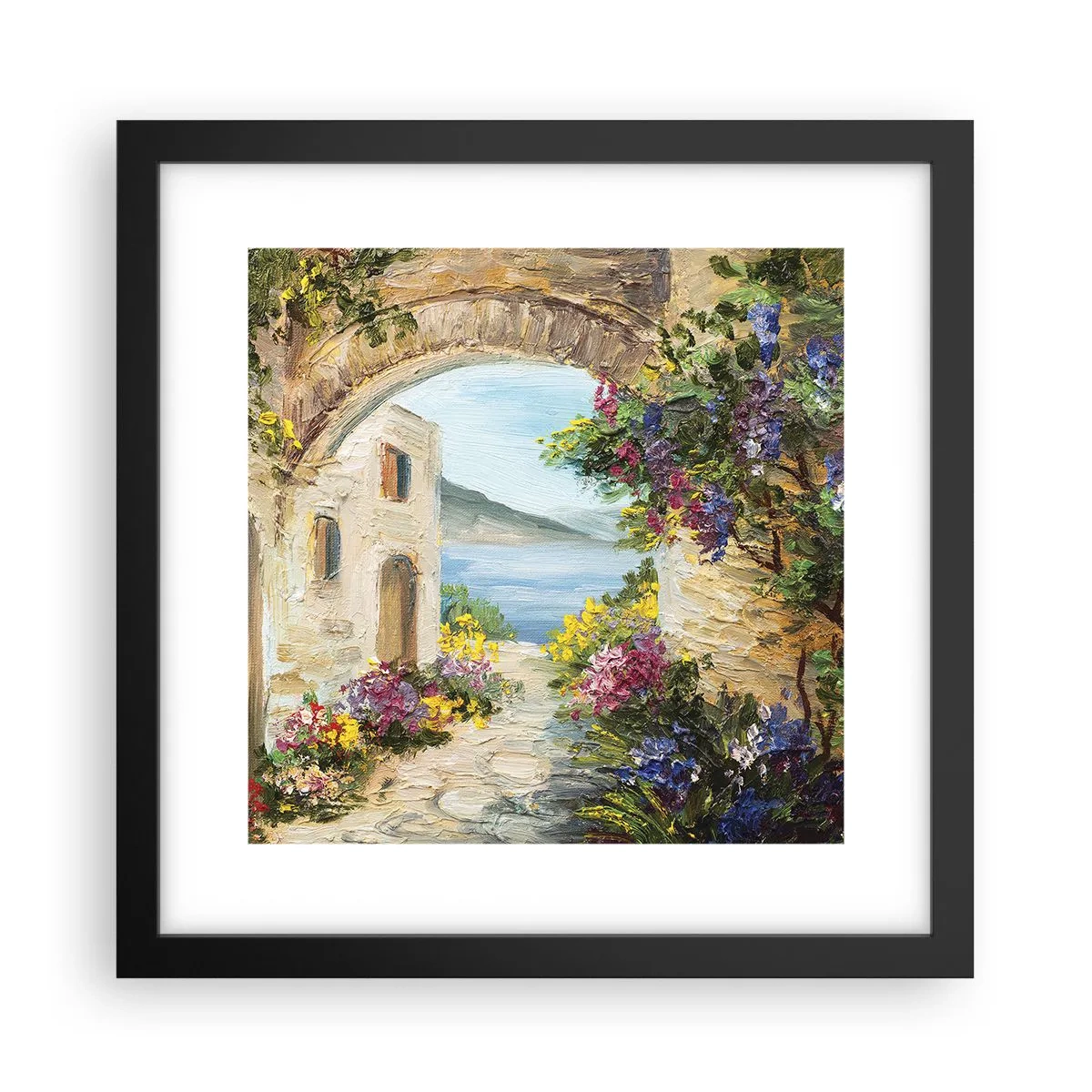 Póster en marco negro - El encanto del paisaje costero - 30x30 cm
