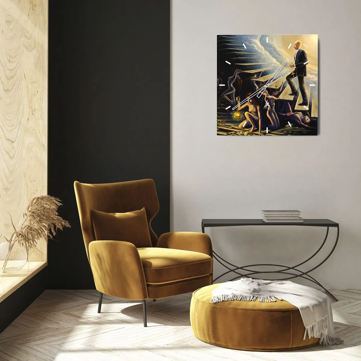 Reloj de pared - Reloj de vidrio - Dantesco viaje hacia la luz - 30x30 cm