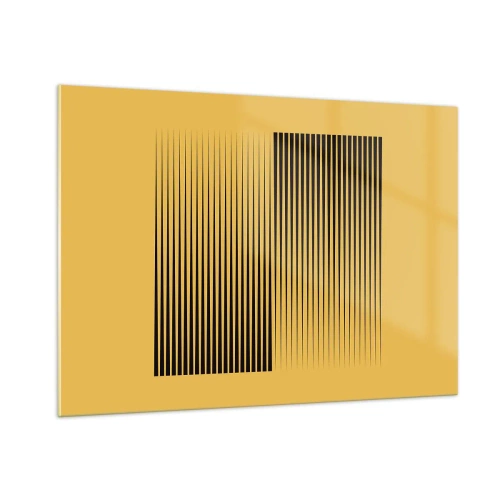 Cuadro sobre vidrio - Impresiones sobre Vidrio - Las líneas verticales negras crean una ilusión geométrica. - 100x70cm - Cuadrado de opuestos - Decoración de pared moderna para salón y dormitorio ARTTOR