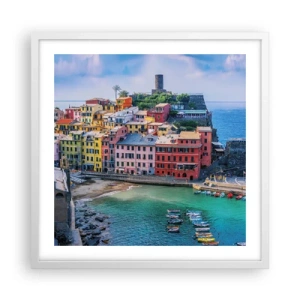 Póster en marco blanco - Pueblo mágico del Mediterráneo - 50x50 cm