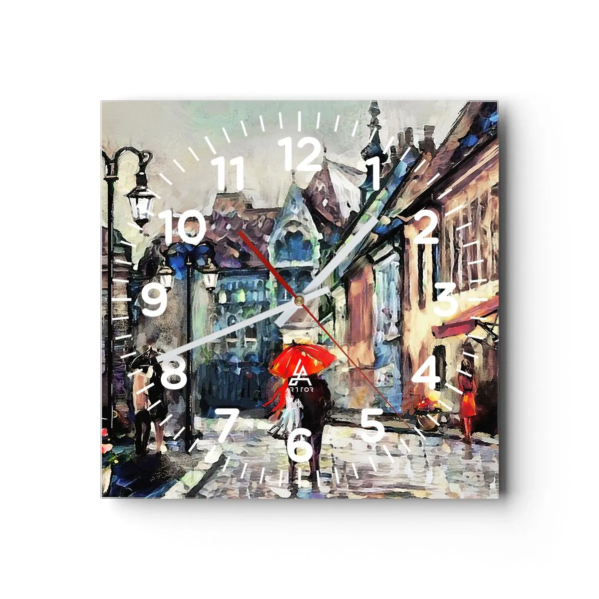 Reloj de pared - Reloj de vidrio - Lluvia para dos - 30x30 cm