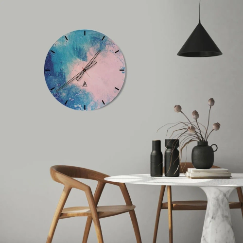 Reloj de pared - Reloj de vidrio - Abrazo azul - 40x40 cm