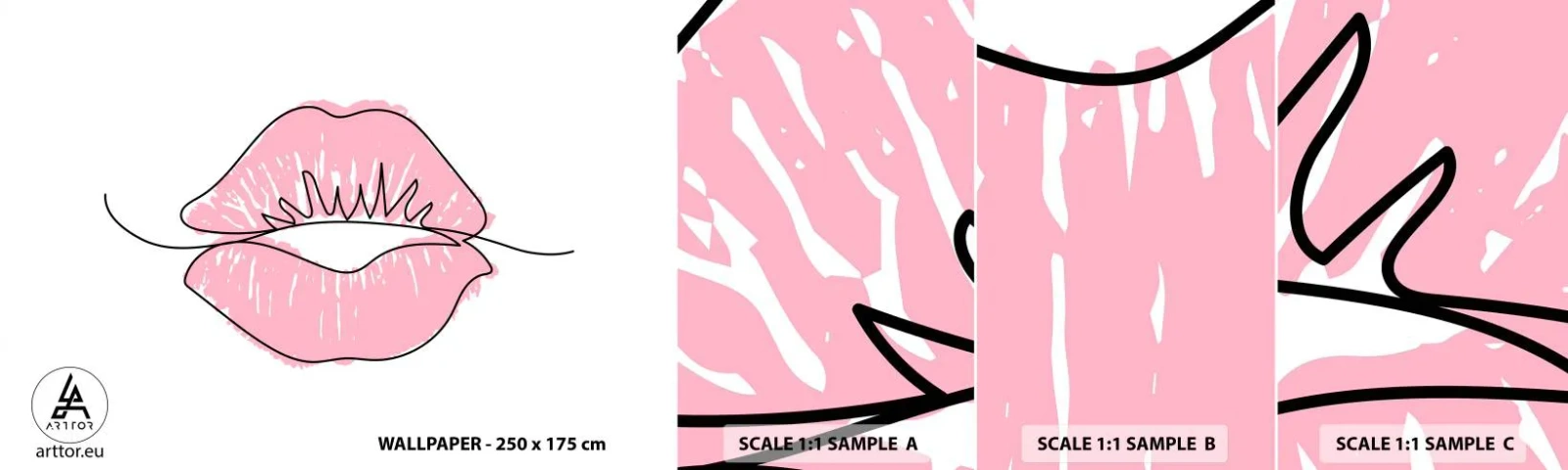 Muestra De Fotomural Standard Eco - ¿Listo para un beso? - Gráficos, Labios rosados, Pedazo - 100x30 cm