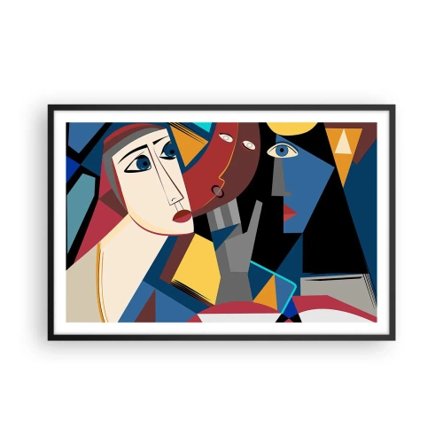 Póster en marco negro - Conversación cubista - 91x61 cm