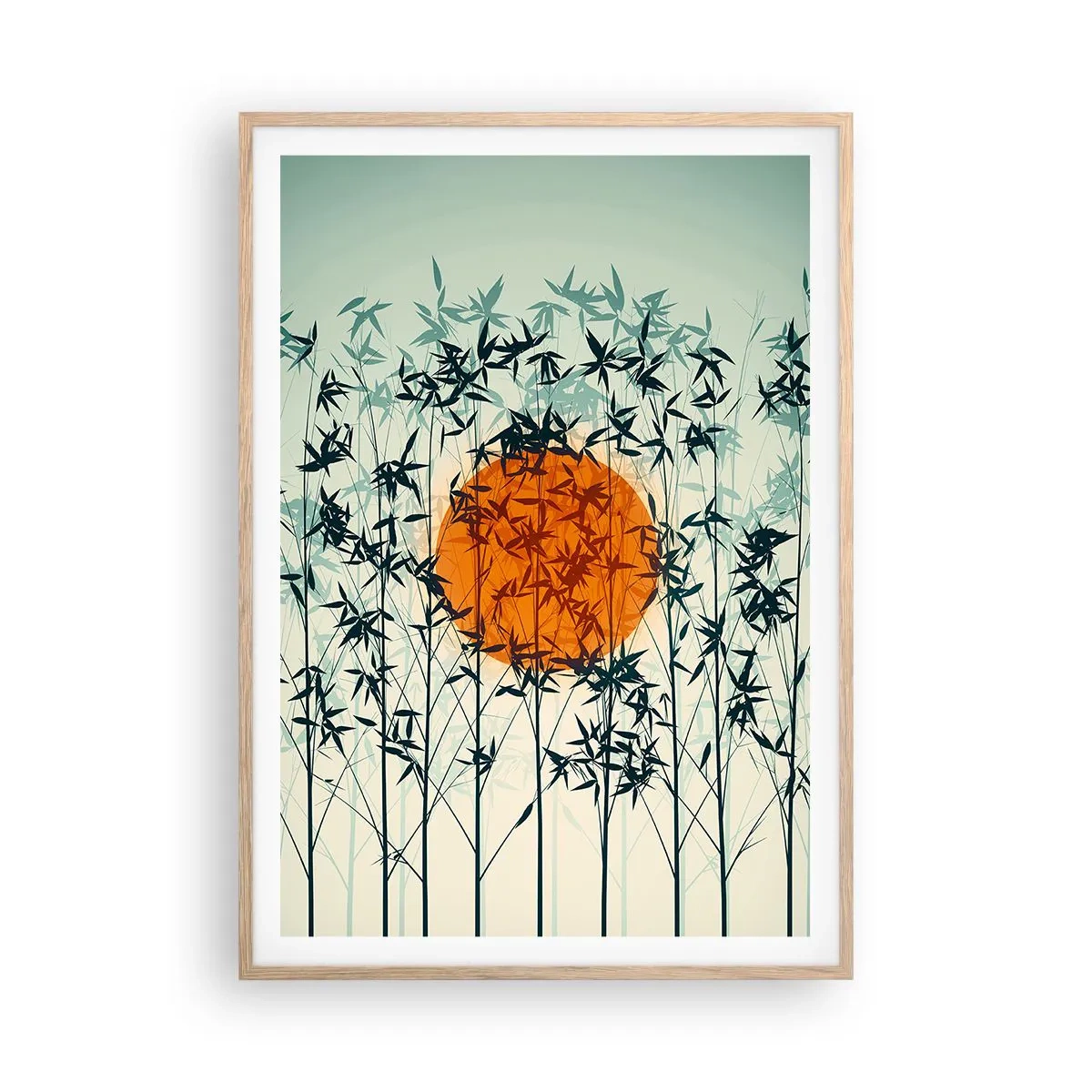 Póster en marco roble claro - El sol de Japón - 70x100 cm