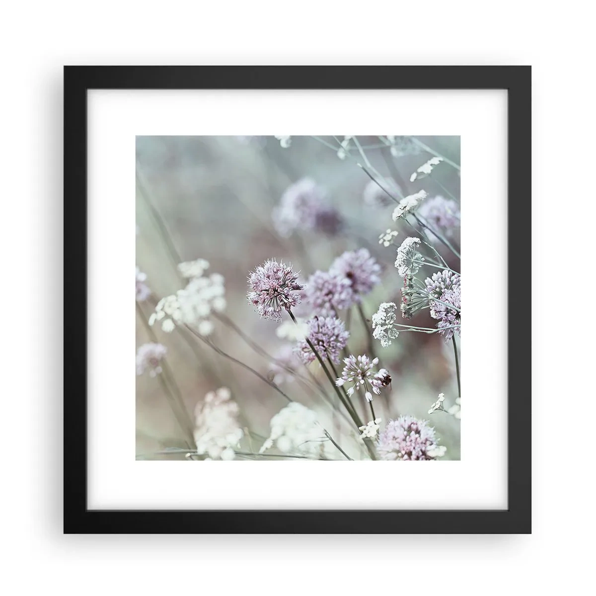 Póster en marco negro - Dulces filigranas de hierbas - 30x30 cm