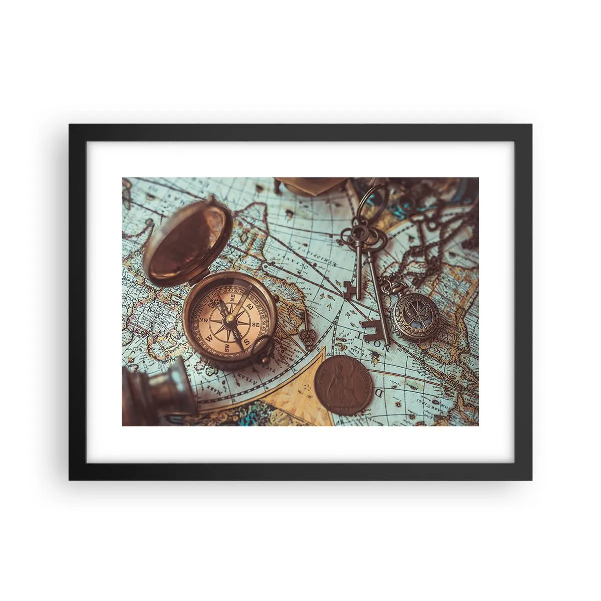 Póster en marco negro - Para el aventurero - 40x30 cm