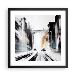Póster en marco negro - Estudio de la ciudad: arquitectura y movimiento - 40x40 cm