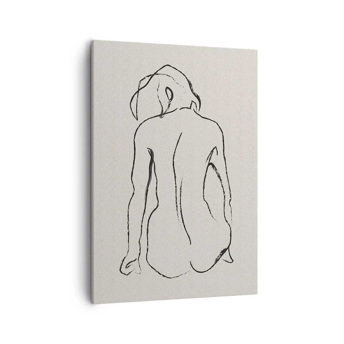 Cuadro sobre lienzo - Impresión de Imagen - Un boceto sutil de la silueta de una niña desde atrás. - 50x70cm - Esbozos de una espalada - Decoración de pared moderna para salón y dormitorio ARTTOR