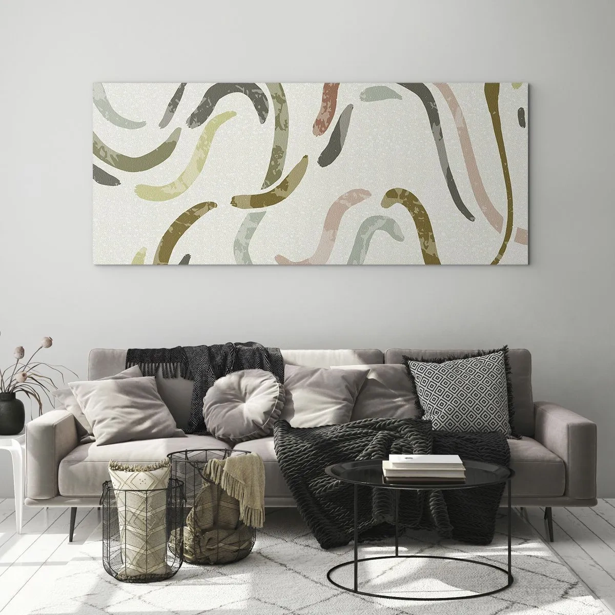 Cuadro sobre vidrio - Impresiones sobre Vidrio - La alegre danza de la abstracción - 100x40 cm