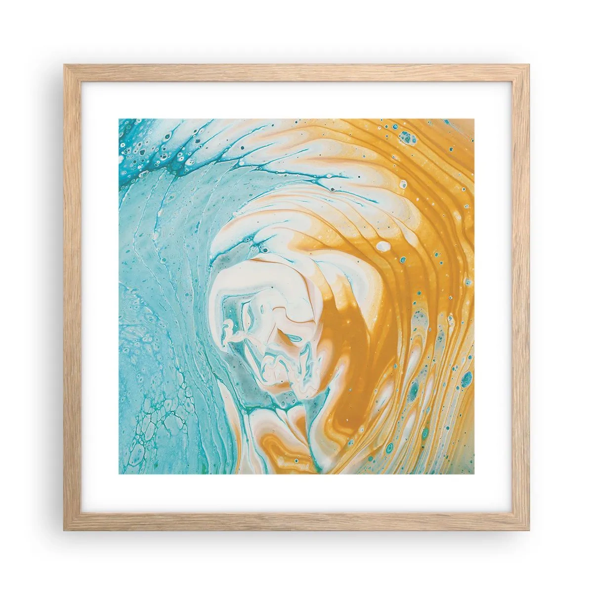 Póster en marco roble claro - Remolino pastel - 40x40 cm