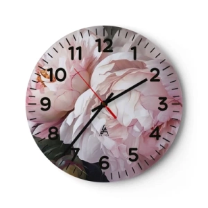 Reloj de pared - Reloj de vidrio - En flor - 40x40 cm