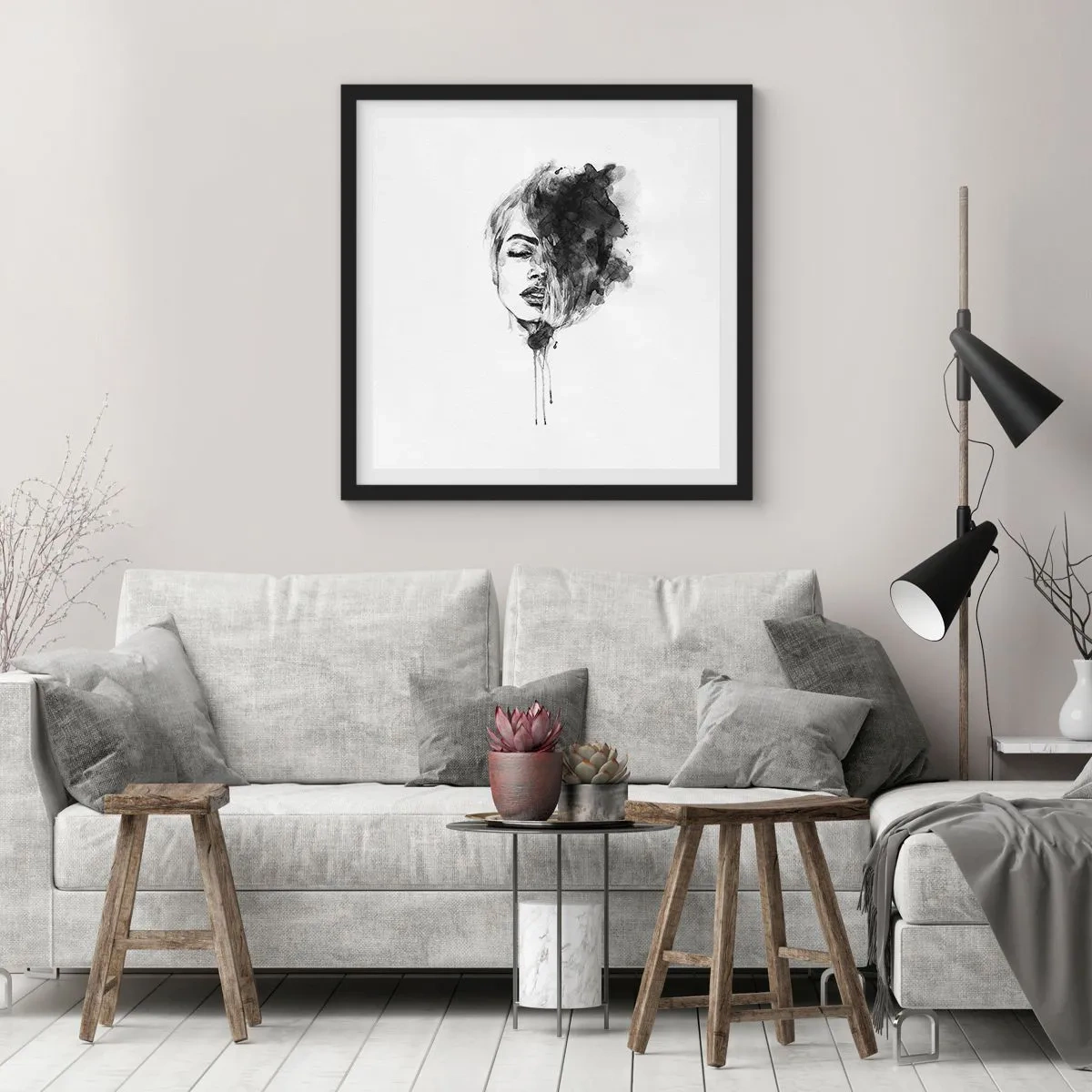 Póster en marco negro - Sueños en femenino - 40x40 cm