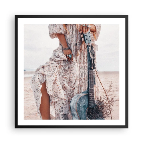 Póster en marco negro - Una flor en el camino - 60x60 cm