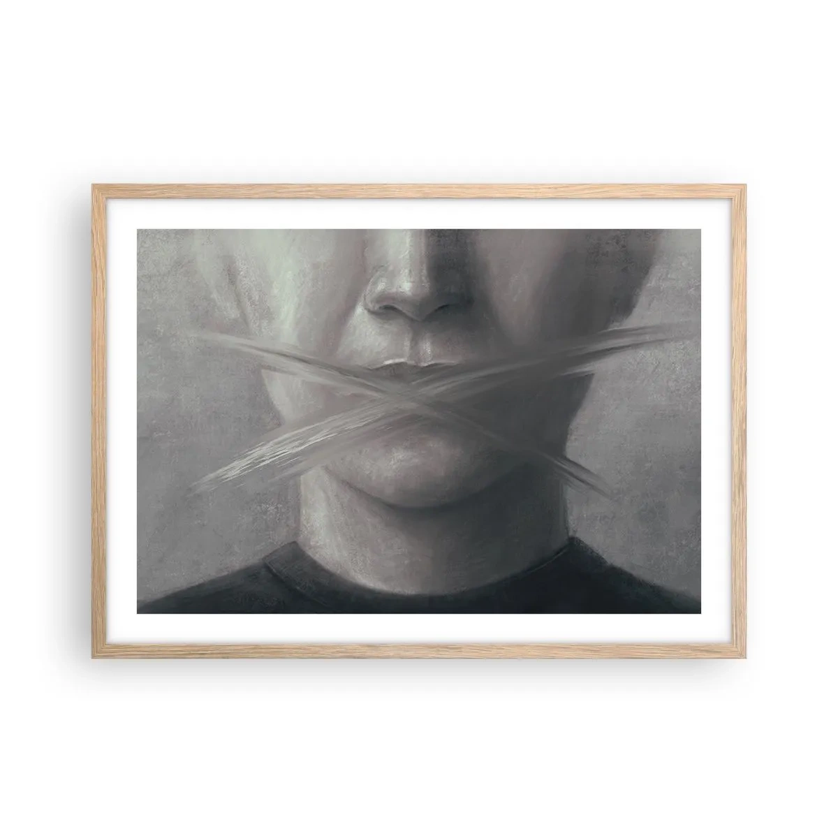 Póster en marco roble claro - Ni una palabra - 70x50 cm