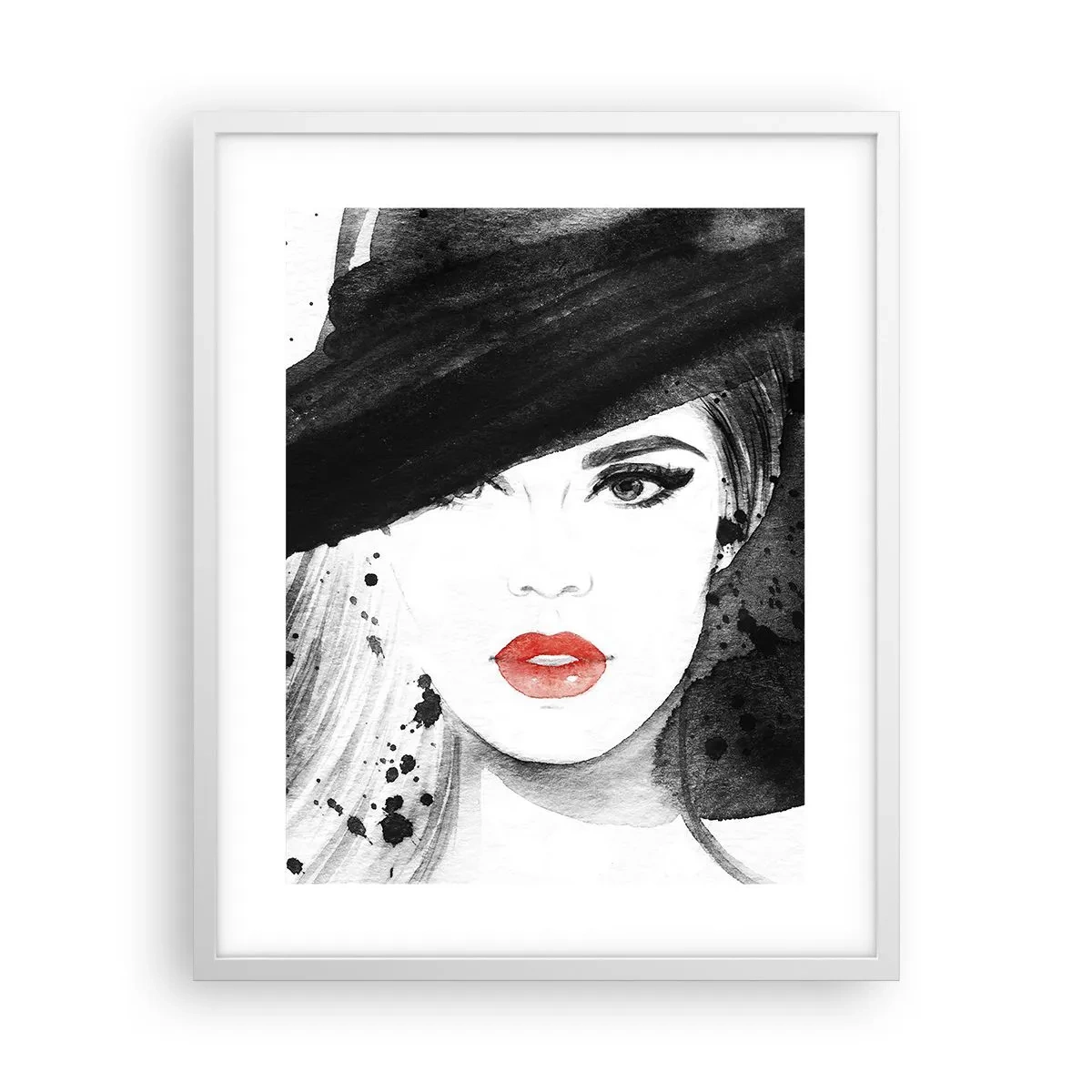 Póster en marco blanco - Dama de negro - 40x50 cm