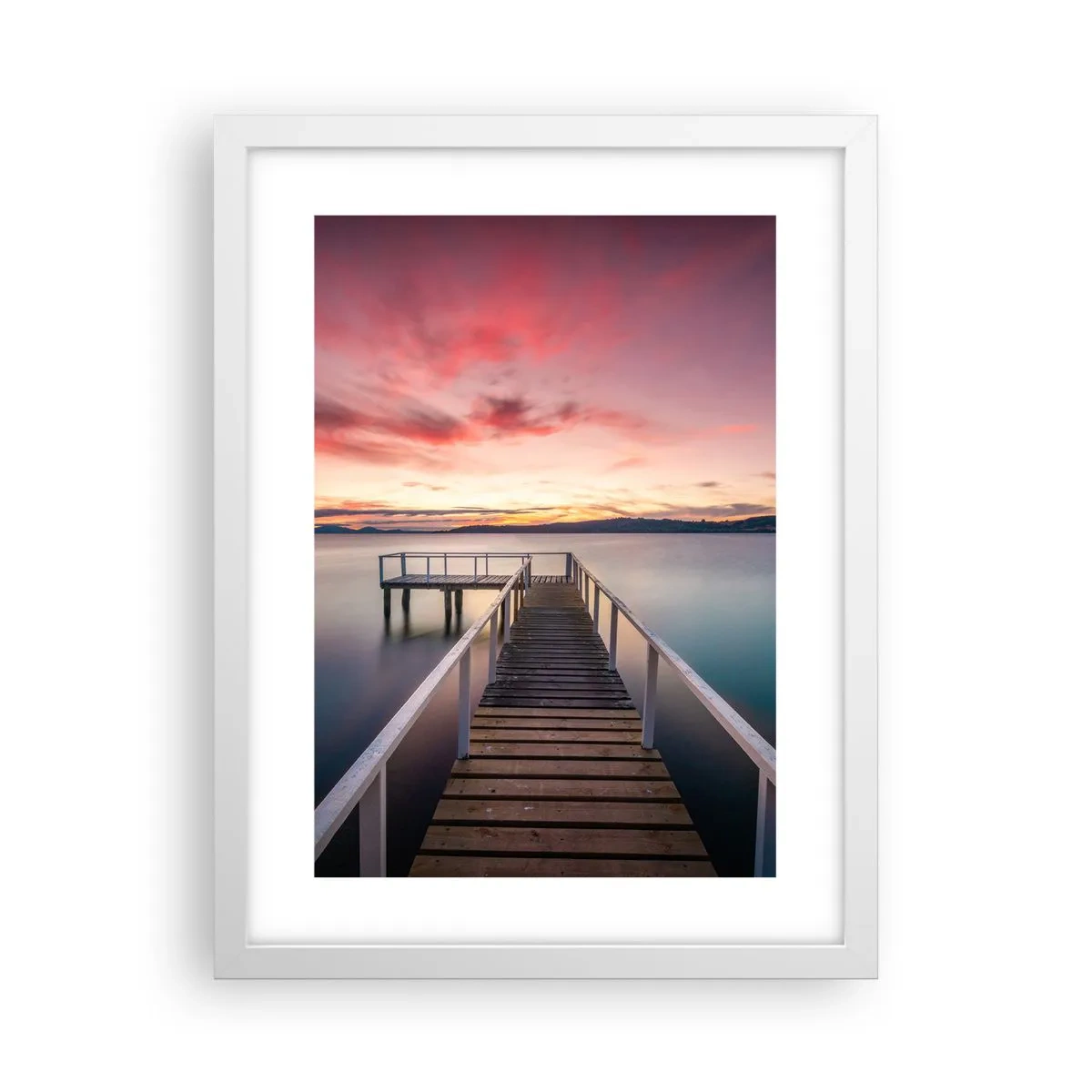 Póster en marco blanco - La suave llama del atardecer - 30x40 cm