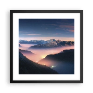 Póster en marco negro - Luz en los valles - 40x40 cm