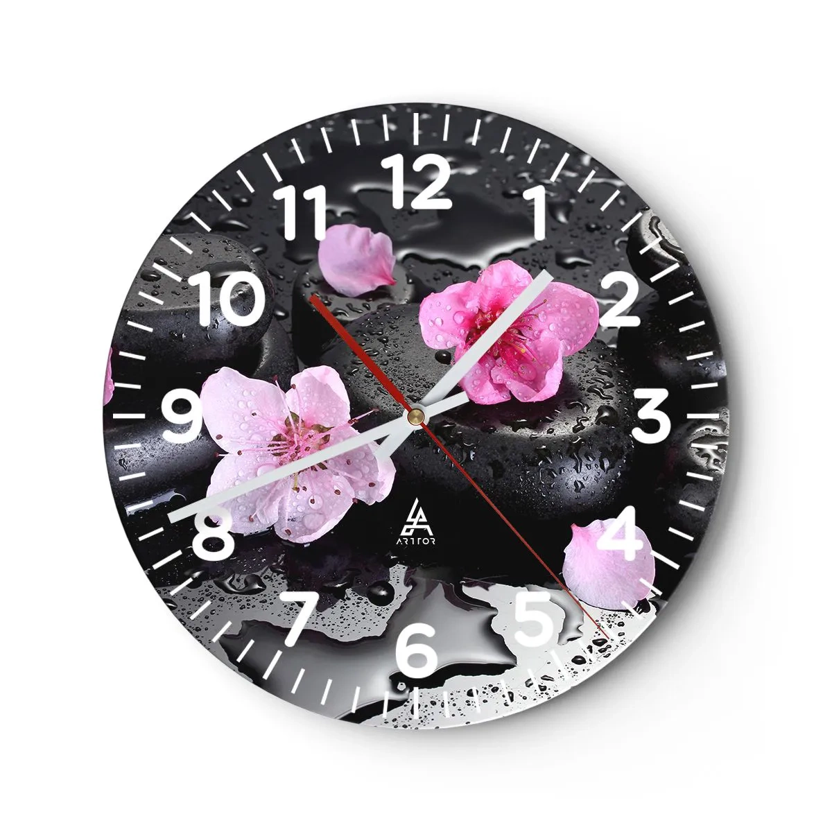 Reloj de pared - Reloj de vidrio - Y una piedra cae del corazón - 30x30 cm