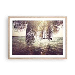 Póster en marco roble claro - Columpiar la imaginación - 70x50 cm