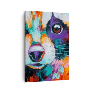 Cuadro sobre lienzo - Impresión de Imagen - Un retrato colorido de un mapache en el estilo de pintura expresiva. - 70x100cm - Solo buenas emociones - Decoración de pared moderna para salón y dormitorio ARTTOR