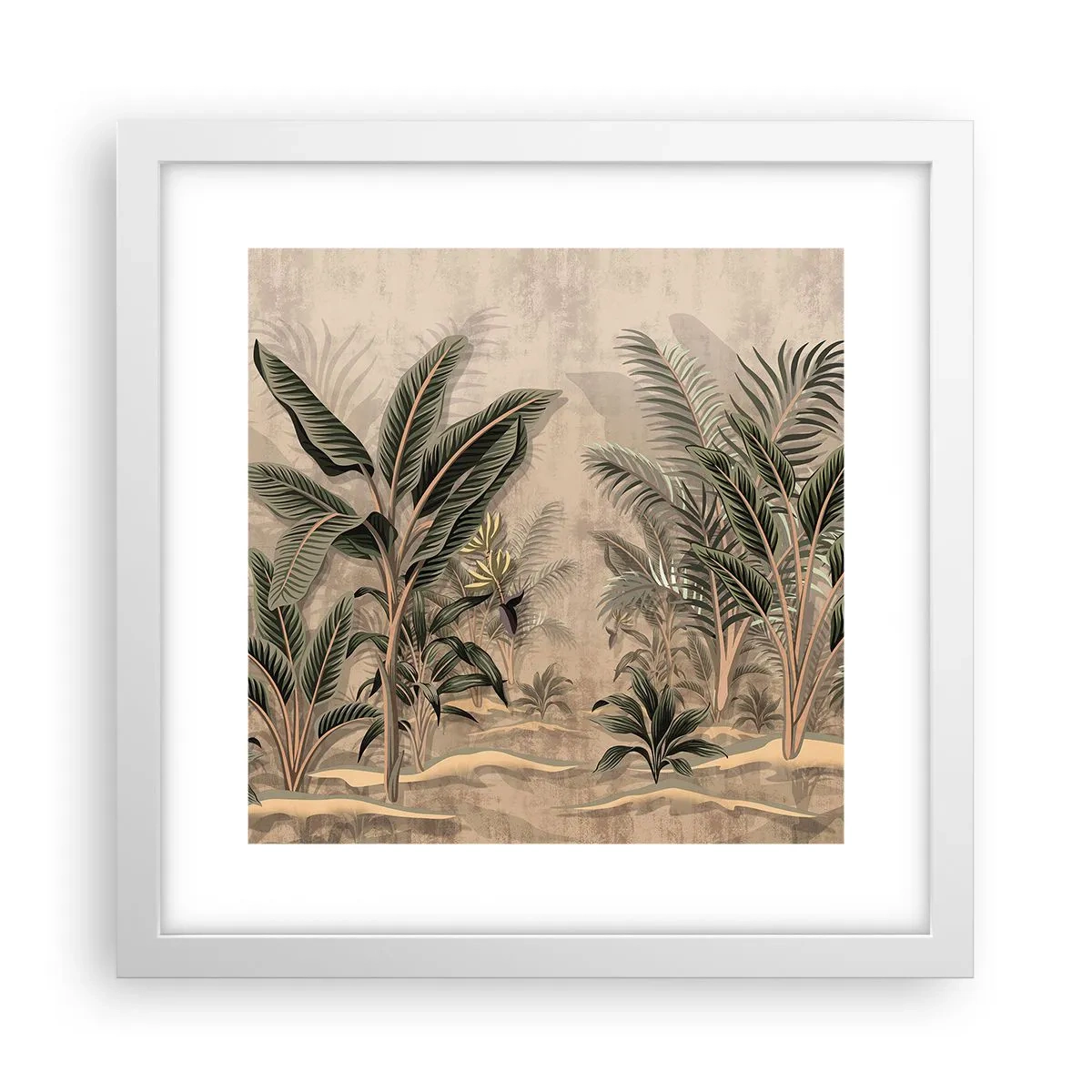 Póster en marco blanco - Grabados de estilo colonial - 30x30 cm