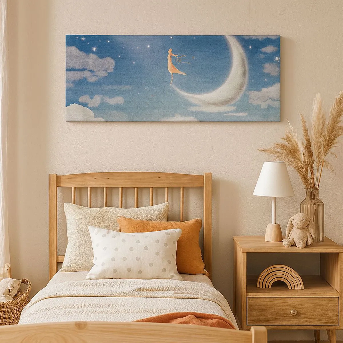 Cuadro sobre lienzo - Impresión de Imagen - Pretendiente sobre azul - 100x40 cm